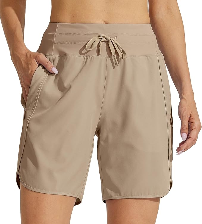 Willit Women's 7" Athletic Running Shorts Long Workout Hiking Shorts Quick Dry High Waisted Active Zipper Pocket(XX-Large)