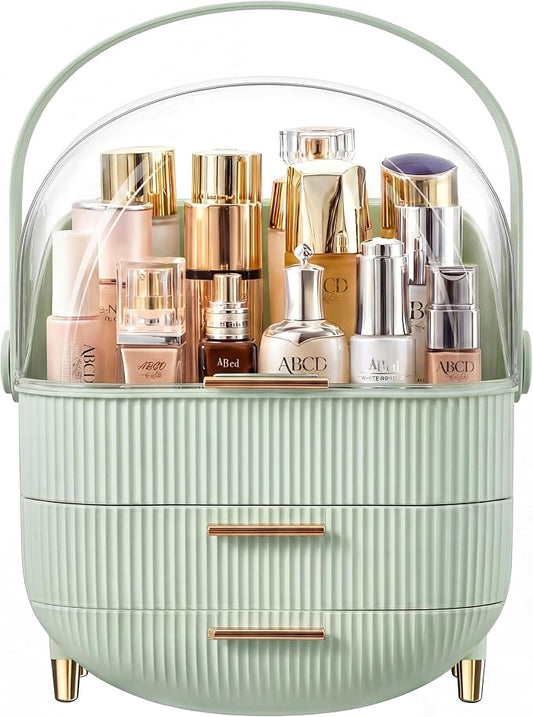 Makeup Organizer Skincare Organizers - Cosmetic Display Cases with Transparent Cover, SkinCare Organizers for Bathroom Countertop, Bedroom Vanity Desk, Lipstick Organizer, White