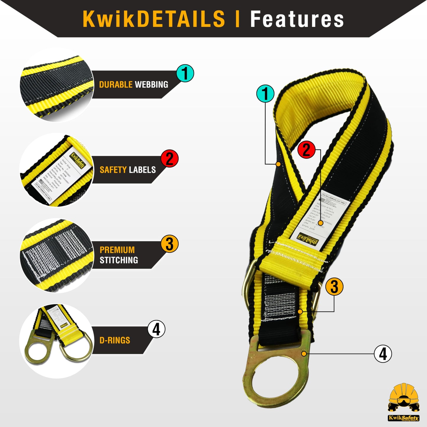 KwikSafety - Charlotte, NC - COBRA 20' BUNDLE [Cable Self Retracting Lifeline + 3FT Cross Arm Strap + Roof Anchor + 3 D-Ring Safety Harness] ANSI OSHA Class B Retractable SRL Fall Arrest PPE