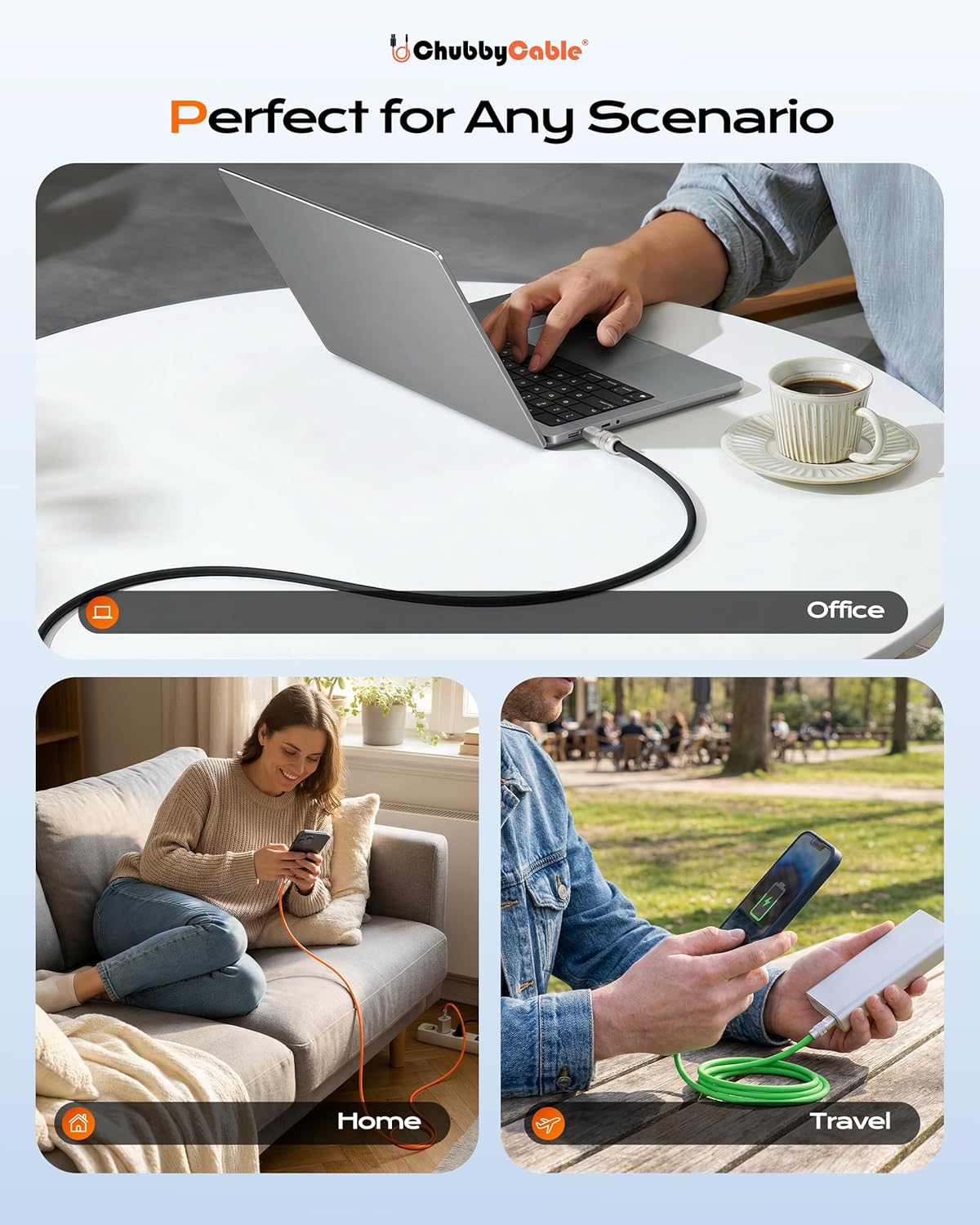 2.0 240W 17-15 6.6FT chubbycable Chubby USB C Fast Charging Cable Silicone Soft Durable USB C Cable Extra Thick Charger
