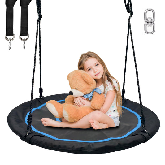40 Inch Saucer Swing for Kids and Adults OutdoorFlying Tree Swing with Hanging Straps & 360° Swivel 900lbs Weight Capacity Durable Swing Seat for Children (40 Inch)