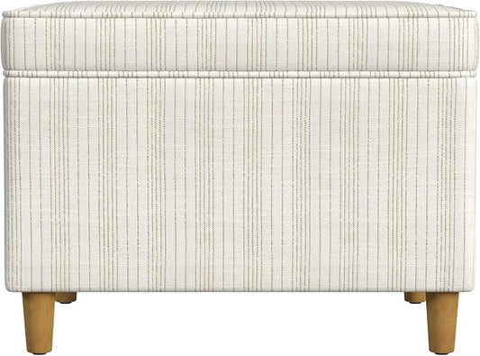 Spatial Order Home Decor | Dinah Collection Modern Storage Ottoman | Ottoman with Storage for Living Room & Bedroom(Cream Marigold Pinstripe Fabric)