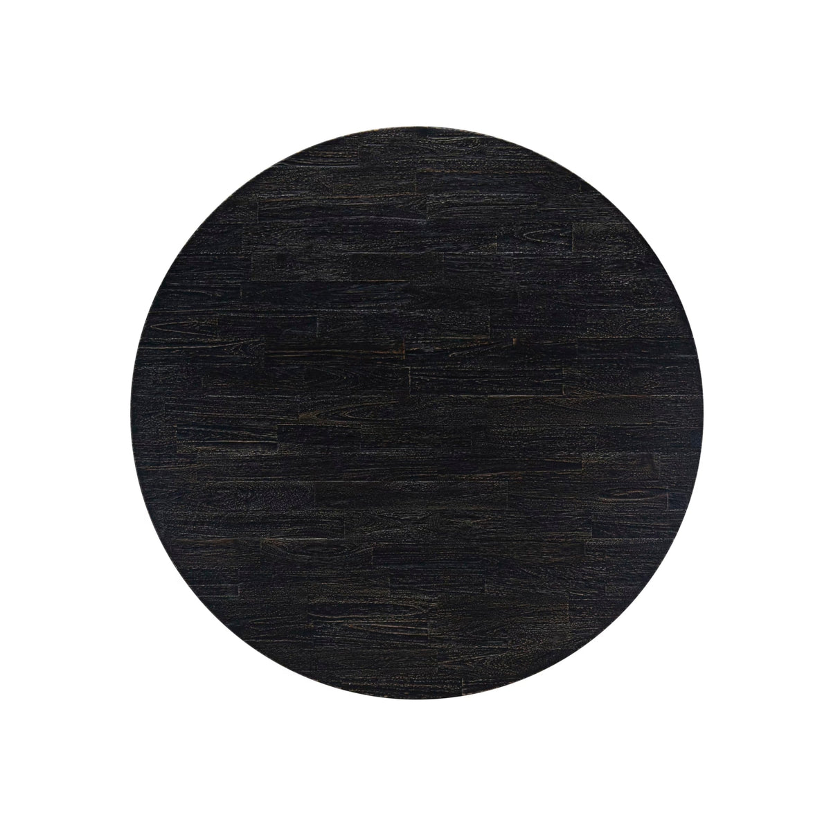 Luxe by East West Furniture FE6-11-TP Wooden Kitchen Table with Acacia Wood Round Tabletop and Stylish Pedestal Base - Sand Blasted Black Finish