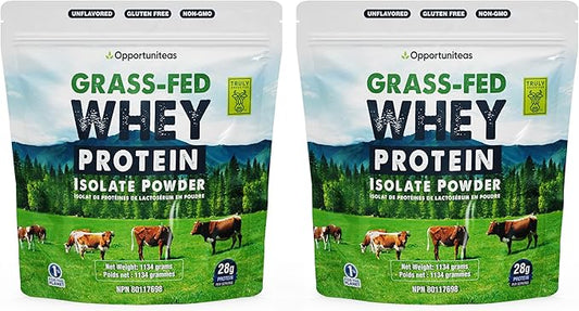 Opportuniteas Grass Fed Whey Isolate Protein Powder - Unflavored 28g Protein Powder Without Artificial Sweeteners, Hormone-Free Cows, Non GMO - 5lb