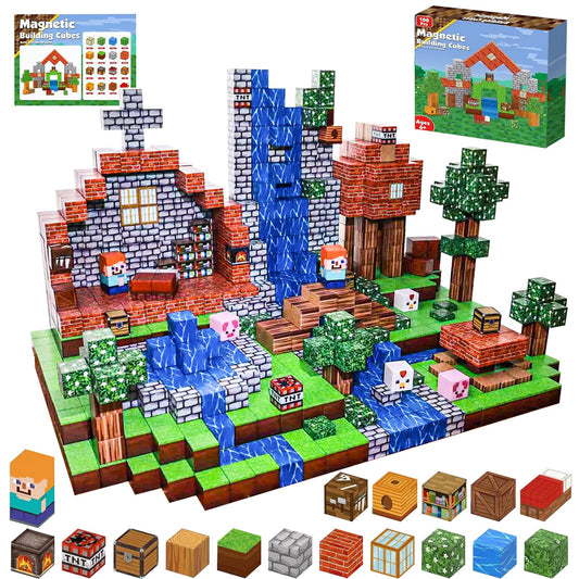 Magnetic Building Blocks for Kids -100 PCS Magnet Blocks, Stacking Magnets for Kids, Sensory Toy for STEM Constructions Magnet Blocks for Girls Age 3+, Birthday Gifts for Toddler (Animal House)