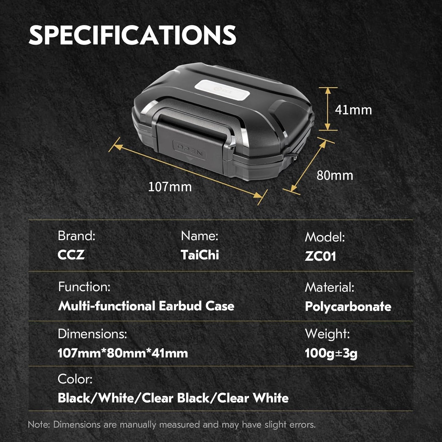 YINYOO ZC01 ZS10 SE215, KS1, ZS12 2, AS16 CCZ Hard Shell IEM Case for KZ Pro in Ear Monitor, Travel Portable Earbuds