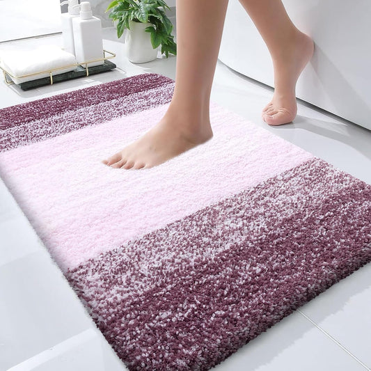 OLANLY Large Bath Rugs Mat - Extra Soft Microfiber, Quick Dry & Machine Washable | 40x24, Mauve