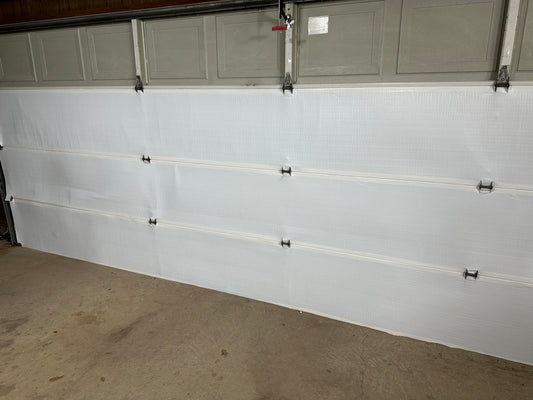 BlueTex Insulationㅤ Insulation White Reflective Foam Core Tearproof 2 Car Garage Door Insulation Kit 18FT (Wide) x 7FT (HIGH) to Cool Your Garage. Complete DIY Installation Kit