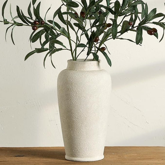 Ceramic Large Vase, Flower Vase Tall Rustic Farmhouse Decorative Vase Floral Pottery Vases for Home Decor Table Living Room Entryway Mantel Bedroom Bathroom Kitchen - 12" W