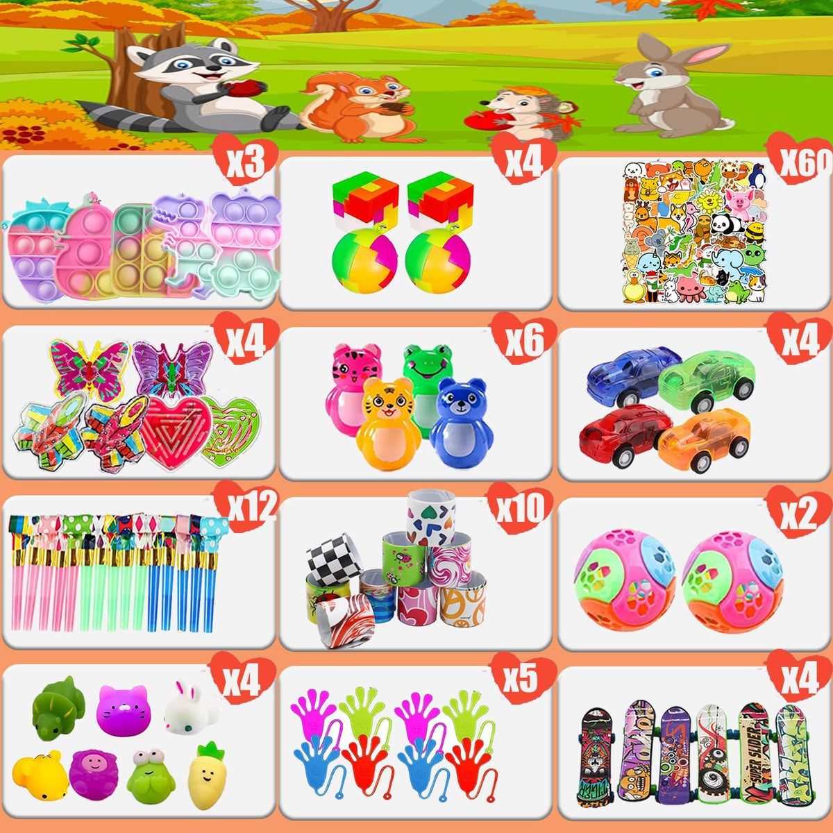 Pop Fidget Treasure Box Toys - 118 Pcs Party Favors for Kids | Goodie Bag Stuffers & Carnival Prizes for Ages 4-12