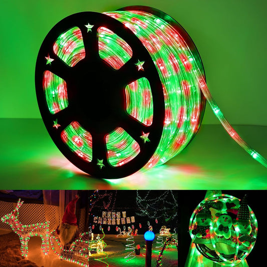 Skiennix 200ft LED Rope Lights - Waterproof, Flexible Tube Lighting for Outdoor & Indoor Decor | 8 Modes, Red & Green