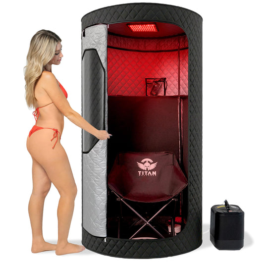 2-in-1 Duo-Therapy Pro® Sauna Tent for Home with 2 Modes, Infrared Heat & Steam, 680NM Red Light Therapy, 2-Year Warranty, U.S.-Based Support, 5-Layer Tent, Folding Chair, 150°F, 10 Min Setup - Black