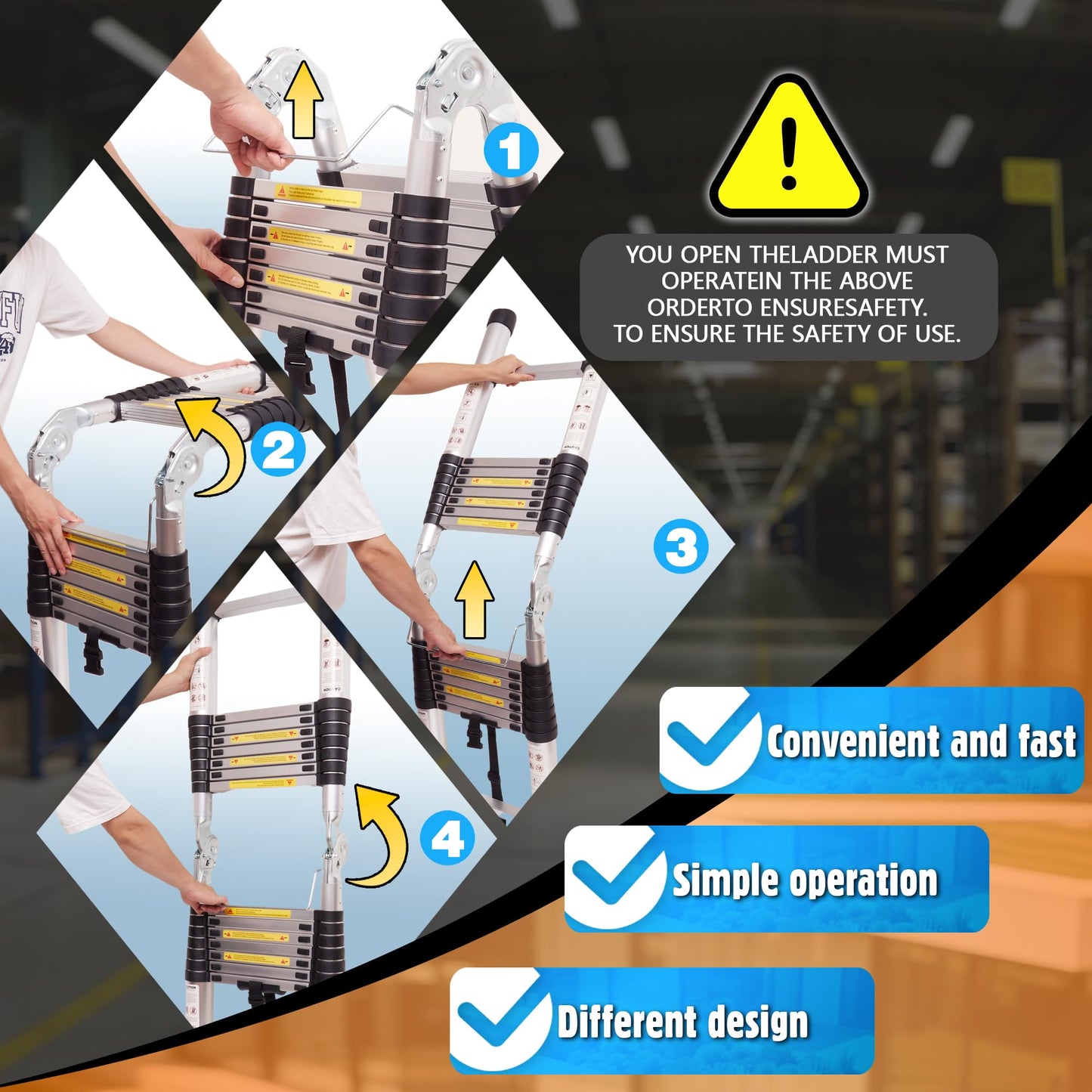 16.5 FT A-Frame Telescoping Ladder,8+8 Step Ladder,330LBs Load Capacity,Portable Extension Ladder Multi-Purpose Collapsible for Stairs Home Indoor Outdoor Roof (Silver, 5M(2.5m+2.5m)/16.5FT A Frame)