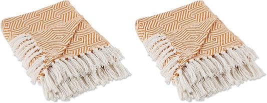 DII Diamond Throw Collection Woven Cotton, 50x60, Pumpkin Spice (Pack of 2)