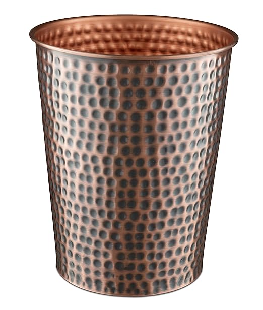 Monarch Abode Metal Bathroom Trash Can â Waste Basket for Bedroom, Office Desk, & Dorm, Hand Hammered, Durable Decorative Antique Copper Small Trash Can Bathroom Garbage Bin Wastebasket