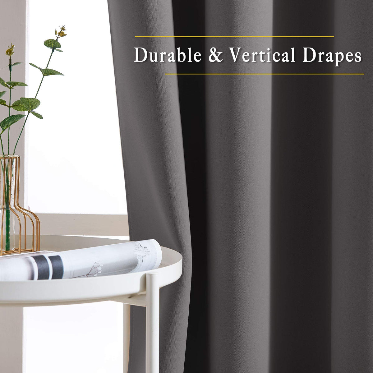 NICETOWN Bedroom Blackout Curtains Panels - Triple Weave Energy Saving Thermal Insulated Solid Grommet Blackout Draperies for Patio (80 inches by 108 Inch, Grey, Set of 2)