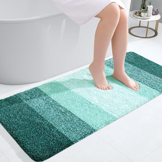 OLANLY Bathroom Runner Rug - Extra Soft Microfiber Mat with Rubber Backing | 47x20 Inches, Blackish Green