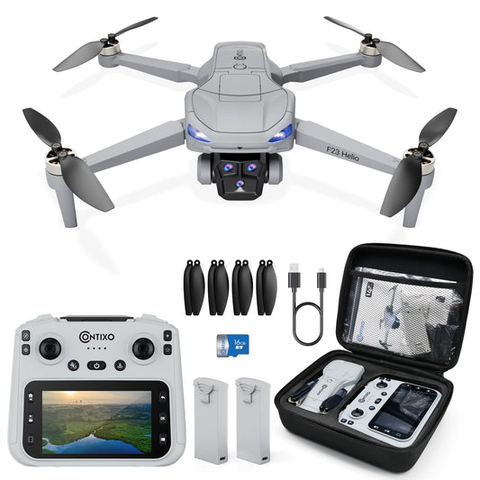 Contixo F23 GPS Drone With Camera, 46 Min Flight Time, 4.5" Screen Remote, Follow Me, Waypoints, 5GHz FPV Transmission, Return to Home, Hand Gestures, Orbit Mode Foldable Drones For Teens & Adults