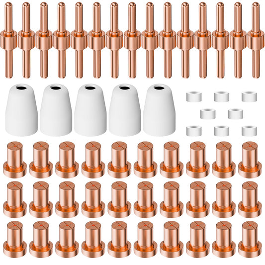 60PCS PT31 Plasma Cutter Consumables, High-Quality Cutting Performance Nozzles, Electrodes & Tips for CUT-40, CUT-50, CT-312Plasma Cutters, Precision Fit Plasma Cutter Torch PT-31 JG-40 LG-40