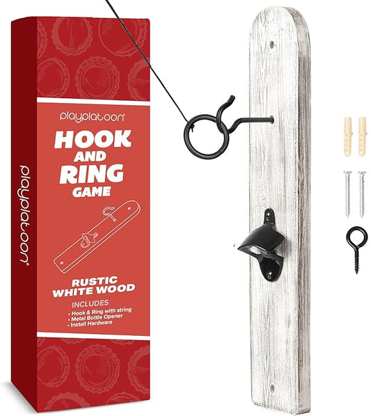 Play Platoon Hook and Ring Toss Bar Game for Adults - Wood Toss Ring Game for Adults - Perfect Home, Basements, & Bar Gifts