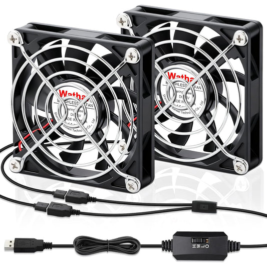 2PCS 80mm 15mm 2 1 PS4 PS5 Wathai x Small USB Fan, USB Cooling Fan in for AV Receiver Flat Panel Xbox DVR Router TV Box