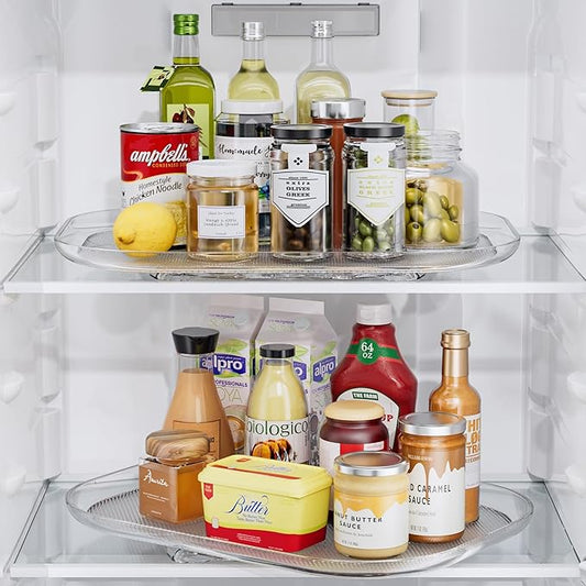 LAMU Lazy Susan Organizer Turntable 15.67''x11.7'' for Refrigerator Organizers and Storage, Fridge Organizer, Condiment Organizer for Kitchen, Table Top, Cabinet, Pantry, Countertop, 2 Pack