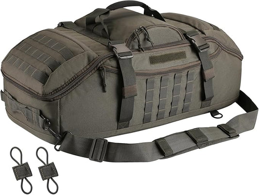 55L Large Duffle Bag, 3-in-1 Tactical Backpack MOLLE Pack for Sports, Gym, Outdoor, Olive Green