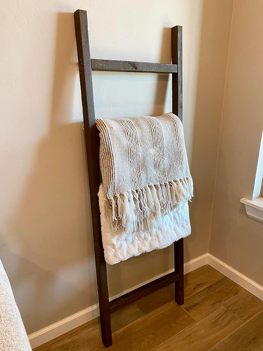 BARNWOODUSA Rustic Farmhouse Decorative Ladder - Our 5 ft Ladder can be Mounted Horizontally or Vertically and is Crafted from Upcycled Wood No Assembly Required Espresso