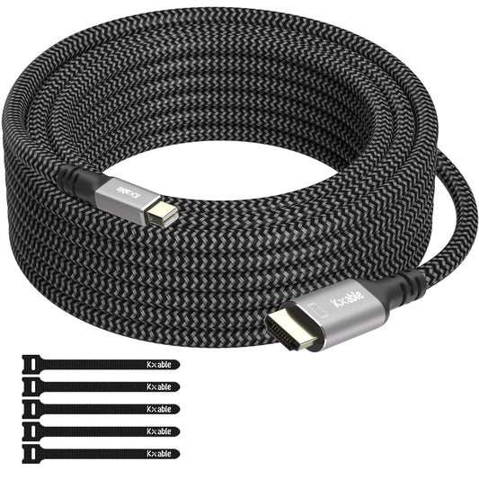 4K 20FT, [4K@60Hz, Mini DisplayPort to HDMI Cable Gold-Plated Plugs, Aluminum Shell, Nylon Braided], Mini DP to HDMI