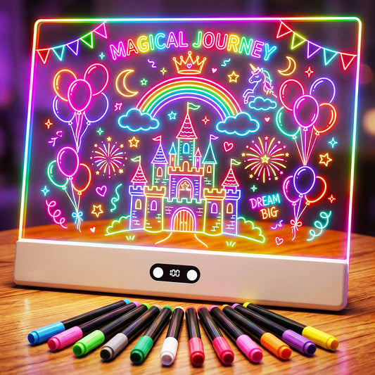 KOBAIBAN LED Drawing Board for Kids, 16” Rechargeable Light Up Drawing Pad with 1500mAh Battery, 11 Light Modes Neon Dry Erase Board, LED Note Pad for Message, Night Light, Gifts for Girls Boys