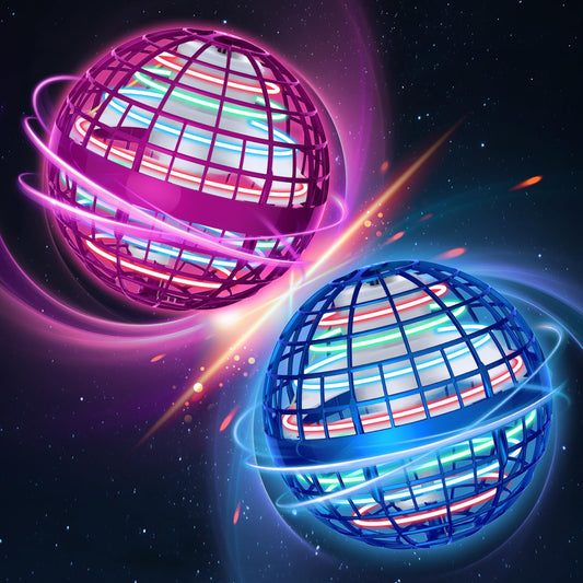 2026 Flying Orb Ball Toy - Christmas Cool Novelty Gift Hover Ball Galaxy Boomerang Hand Drone Magic Floating Balls Orbit Mini Outdoor Fidget Toy Stocking Stuffer for Kids Boys Girls Teens (Blue+Pink)