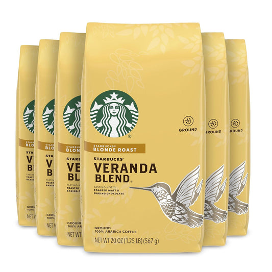 Starbucks Veranda Blend Coffee - Ground 20-Ounce Bags | Pack of 6 for Smooth Flavor