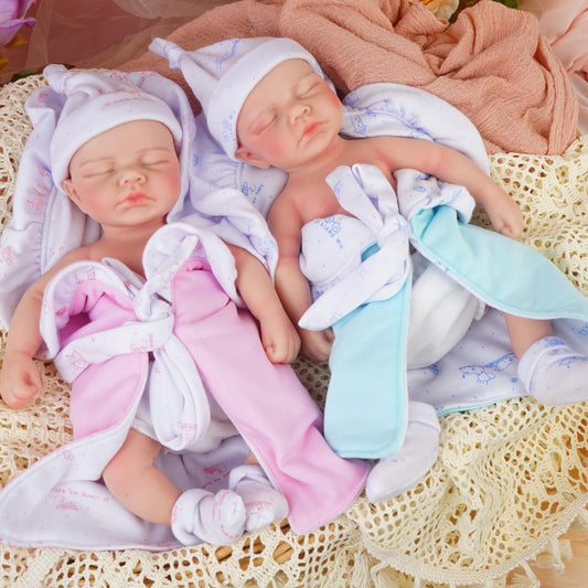 YaLuoQian Reborn Baby Dolls -12.2 Inch Full Silicone Newborn Baby Doll Twins,Lifelike Sleeping Baby Twins Reborn Baby Dolls Gift for Kids Collectible Washable