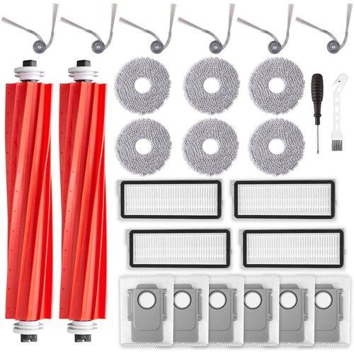 EOVWAEO 26 Pack Accessories for Roborock QV 35A / QV 35S Vacuum Robot, Replacement Accessories 2 Main Brush 6 Mop Pads 6 Dust Bags 6 Sidebrush 4 Filter 1 Cleaning Brush 1 Screwdriver