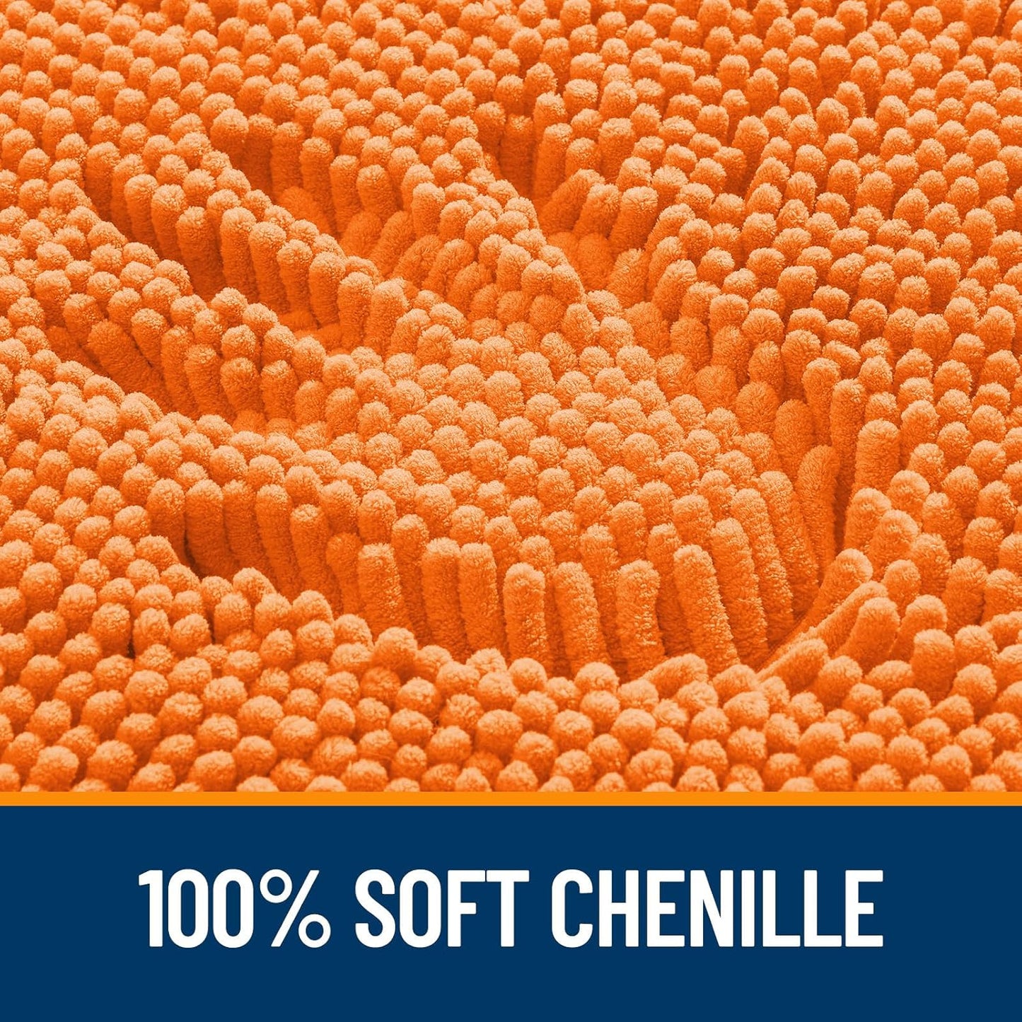 OLANLY Large Bathroom Rugs - Extra Soft Chenille Bath Mats | Quick-Dry, Machine Washable, 40x24, Orange