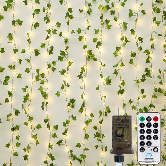 OMIKA 66FT Ivy String Lights - 200 LED Waterproof Fairy Lights with Remote for Bedroom & Garden Decor | Warm White