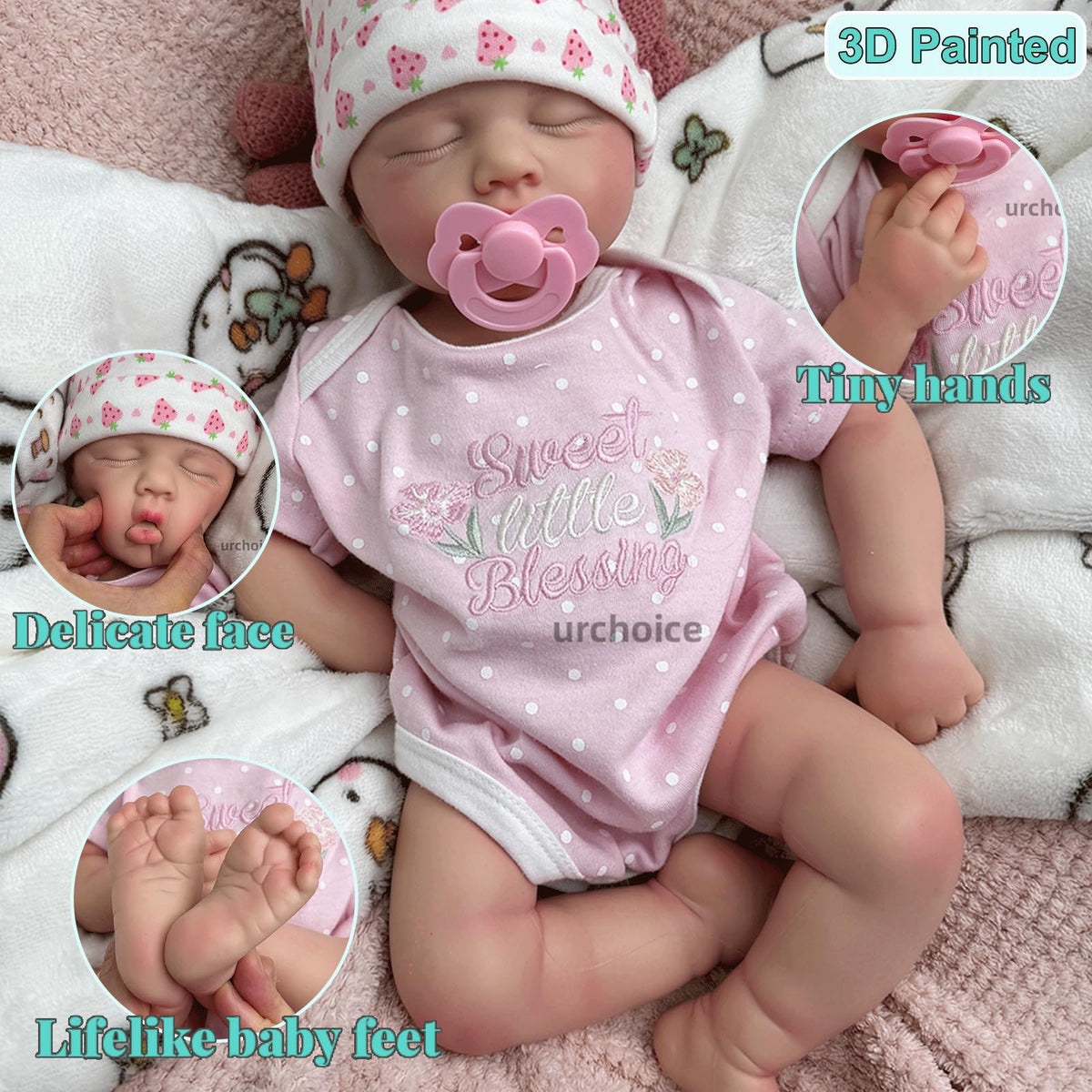Oppaionaho Full Silicone Body Baby Doll with Mouth That Opens - 20 Inch Lifelike Reborn Baby Dolls Soft Sleeping Newborn Doll Anatomically Correct (Girl)