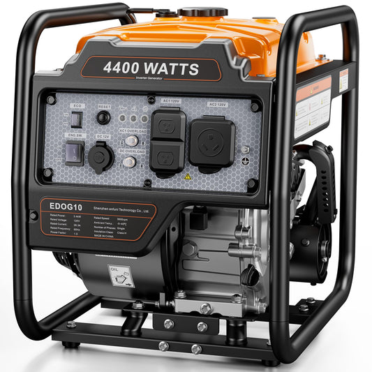 4400 Watt Open Frame Inverter Generator, Gas Powered Portable Generator for Home Backup, RV Ready 30A Outlet, ECO Mode, Quiet Operation, Low Oil Shutoff, Emergency Power, EPA Compliant