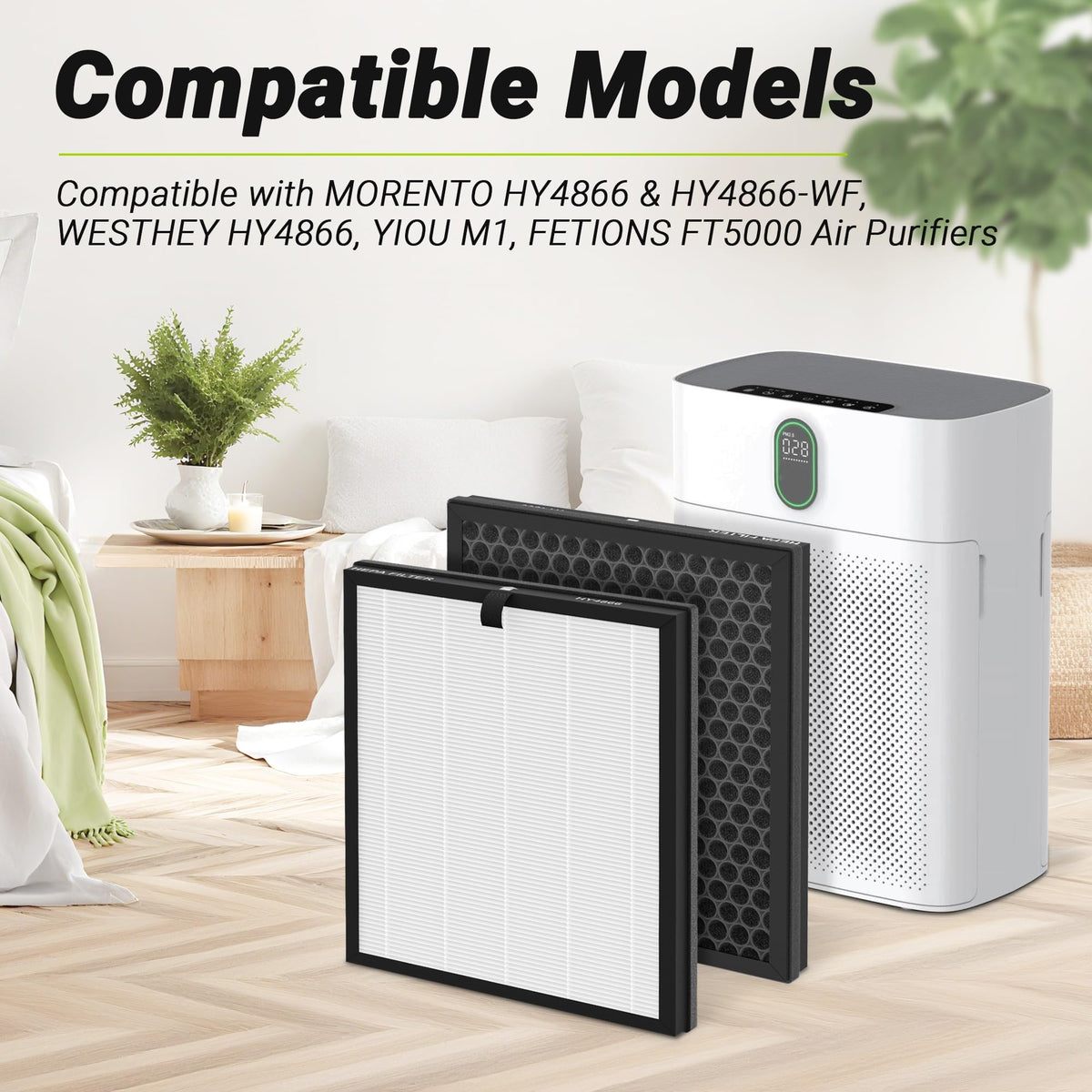 XBWW Premium HY4866 Replacement Filters Compatible with Morento HY4866, WESTHEY HY4866 and YIOU M1 Air Cleaner Purifier, 4 Packs