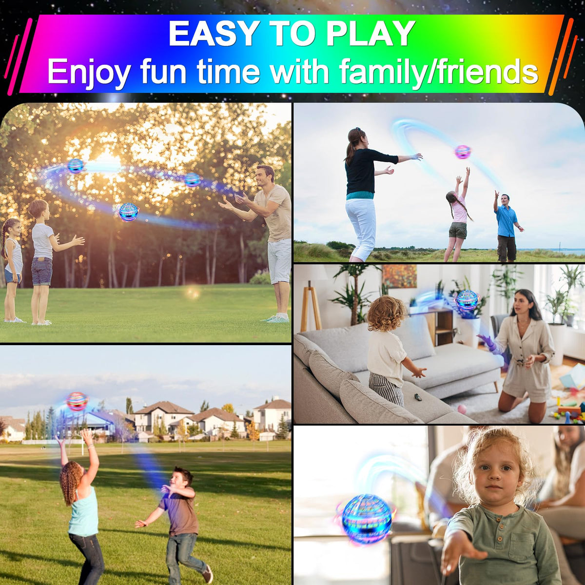 Vantexi Flying Orb Ball Toy,2026 Upgraded Parachute LED,Magic Hand Controlled Flying Gravity Ball,Cosmic Globe Boomerang,Cool Christmas Birthday Gift for 6 7 8 9 10+ Year Old Boys Girls-Blue & Purple
