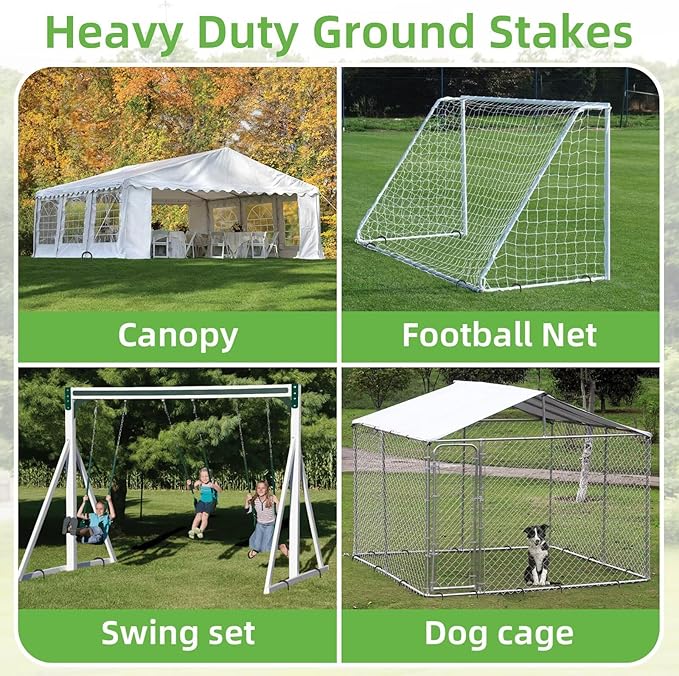 Black Trampoline Stakes Anchors High Wind 16inx10mm Galvanized U Hook 8pcs Rebar Stakes – Heavy Duty Ground Anchors for Trampoline,Yard & Inflatable,Landscape Metal Stakes for Outdoor Decorations