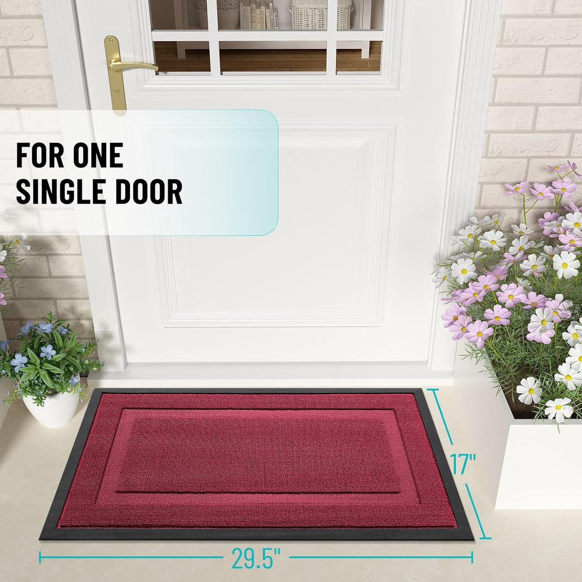 OLANLY Waterproof Front Door Mat - All-Season Indoor/Outdoor Doormat, Easy Clean, 47x23, Burgundy