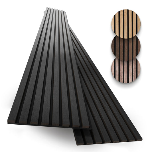 2-Pack Acoustic Wall Panels - Wood Slat Wall Decor - Soundproof Panels