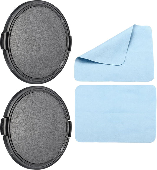2 Pack Pinch 82mm PATIKIL Camera Lens Cap, Sides Front Lens Cover with Microfiber Cleaning Cloth for Thread Universal