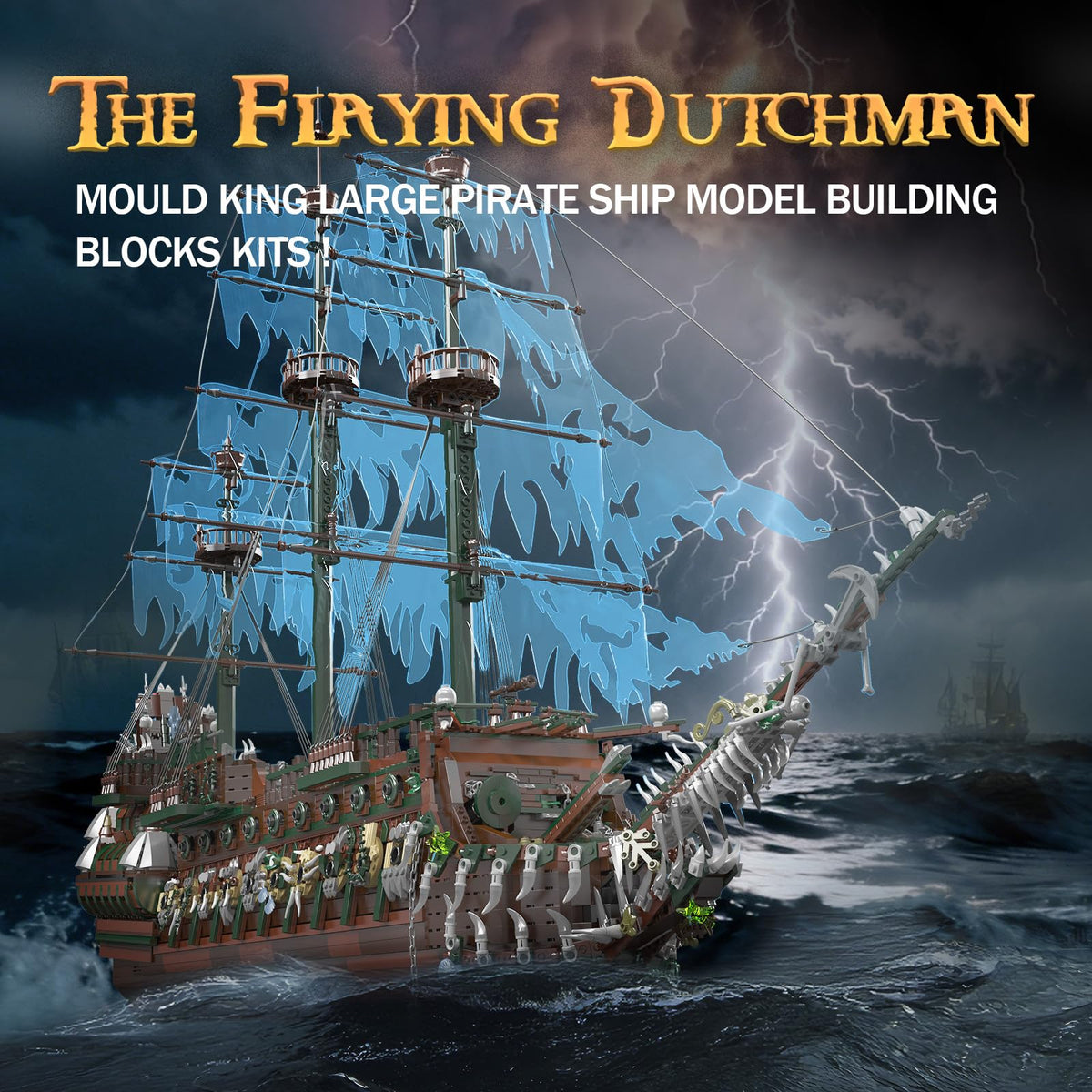 Mould King 13218 Pirate Ship Building Blocks Sets, MOC Ghost Ship Flying Dutchman Model Kit, Display Decoration Pirate Boat Model Sets, Collectible Construction Toys Gift for Teen Adult(6849 PCS)