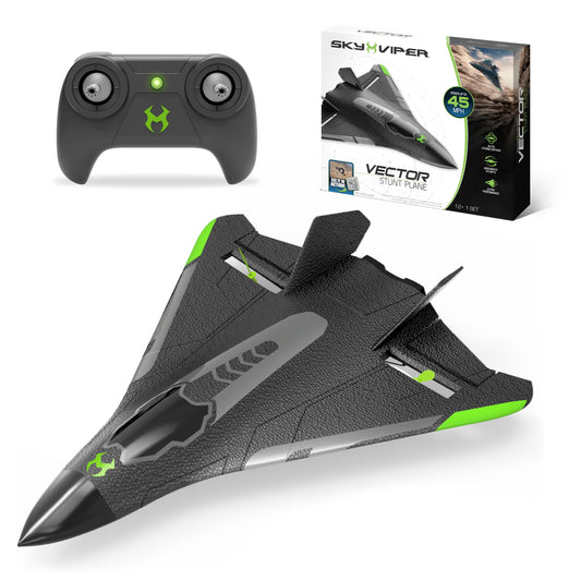 Sky Viper Vector Performance RC Plane, up to 45 MPH, 1-Touch Stunts, Rechargeable Battery