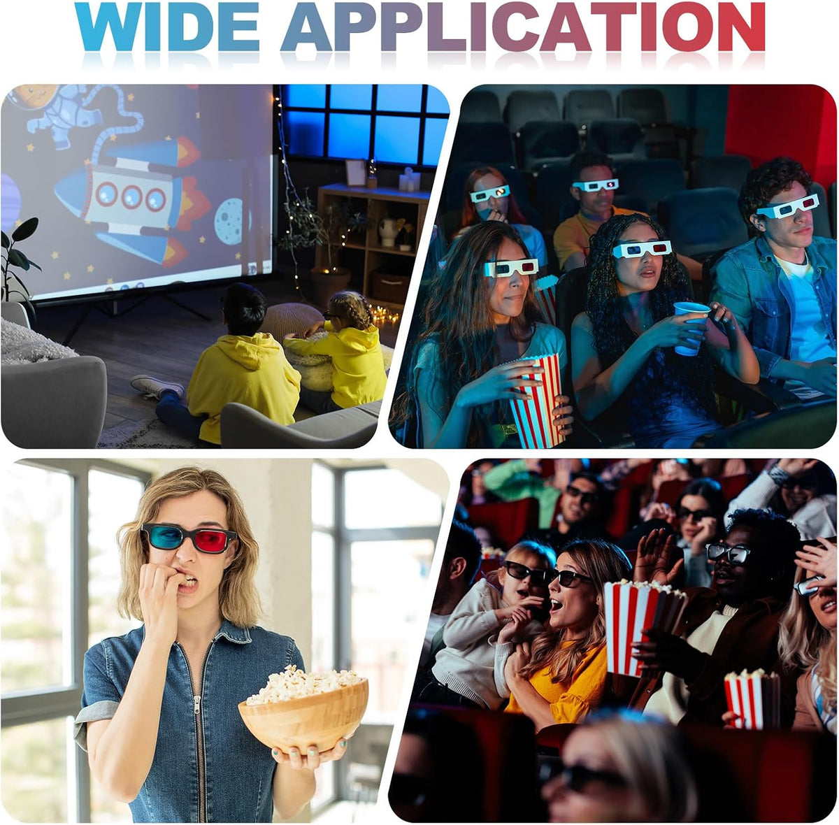 10pcs 3D 3D 5.7 Inch MECCANIXITY Red Blue Viewing Glasses, Plastic Movies Glass for TV Anaglyph Stereoscopic Projection