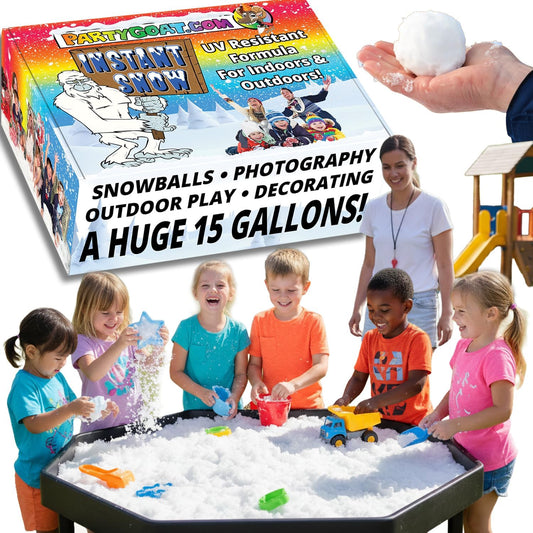 PARTY GOAT Fake Snow Powder - Instant Snow for Outdoor & Indoor Fun | 39oz Makes 15 Gallons