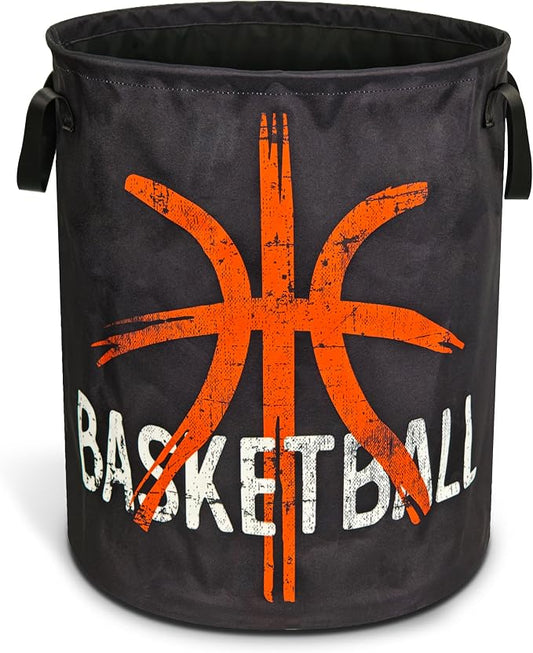Basketball Laundry Basket Ball Foldable Oxford Cloth Funny Tote Bag Laundry Hamper Clothes Storage Bucket Organizer For Bathroom/Laundry Storage/Bedroom 18.9x16.5 Inch
