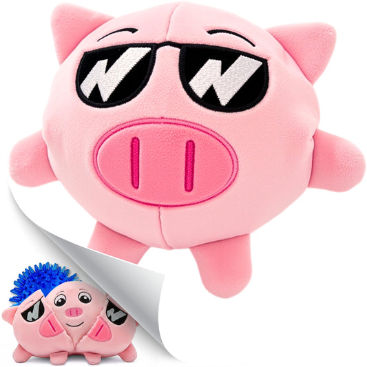 3 in 1 Squeaky Soft Plush Durable Dog Chew Toy for Aggressive Chewers, No Stuffing Interactive Tough Rip & Reveal Crinkle Pink Pig Ball in Gift Box, Puppy, Small & Large Breed Pets Birthday Present